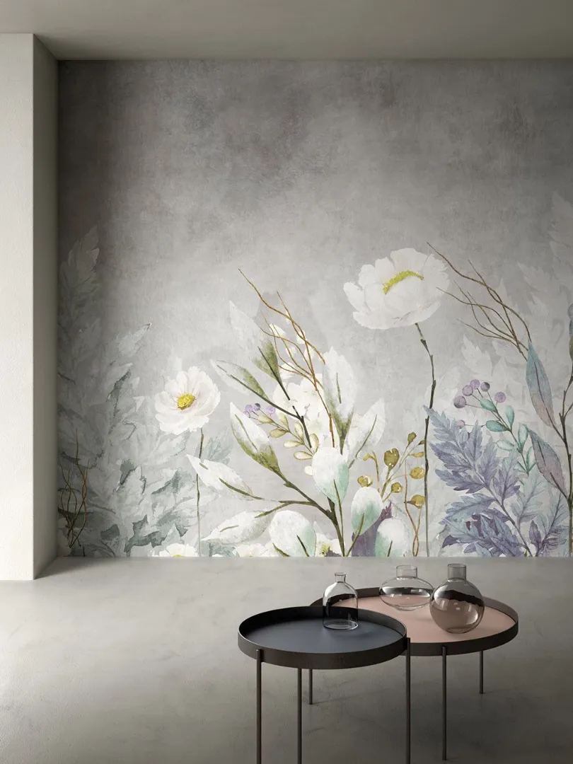 carta da parati con fiori bianchi