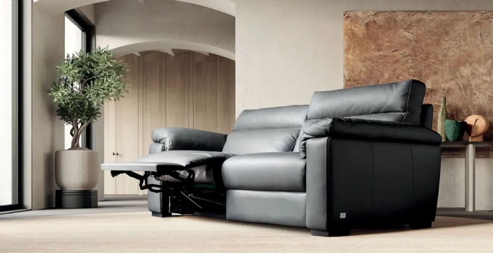 William divano in pelle con meccanismo relax
